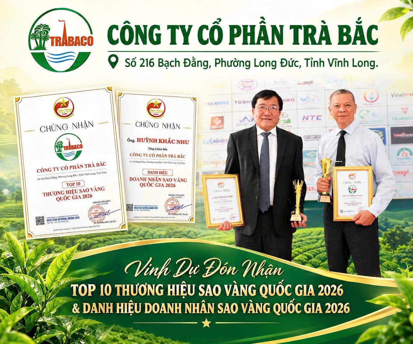 Ông Lâm Chấn Kỳ - Phó Chủ tịch HĐQT (bên phải) và Ông Huỳnh Khắc Nhu - Tổng Giám đốc Công ty Cổ phần Trà Bắc (bên trái).